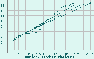 Courbe de l'humidex pour Wittenberg