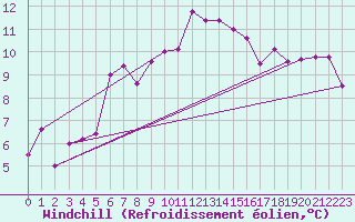 Courbe du refroidissement olien pour Schpfheim