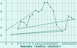 Courbe de l'humidex pour Ummendorf