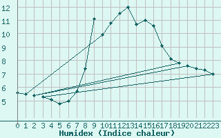 Courbe de l'humidex pour Puerto de San Isidro