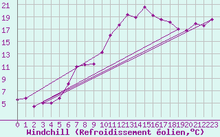 Courbe du refroidissement olien pour Berne Liebefeld (Sw)