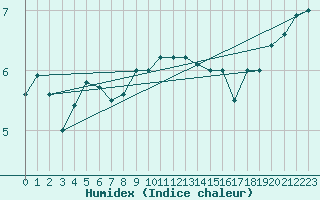 Courbe de l'humidex pour Hvide Sande