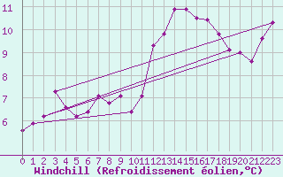Courbe du refroidissement olien pour Bad Lippspringe