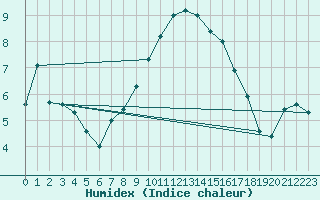 Courbe de l'humidex pour Roncesvalles