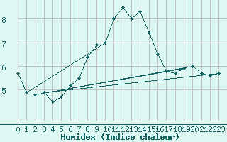 Courbe de l'humidex pour Hvide Sande