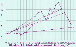 Courbe du refroidissement olien pour Flers (61)