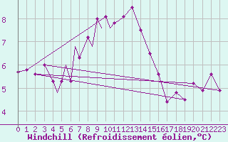 Courbe du refroidissement olien pour Diepholz