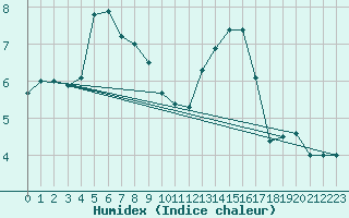 Courbe de l'humidex pour Muret (31)