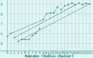 Courbe de l'humidex pour Thorney Island