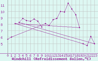 Courbe du refroidissement olien pour Braintree Andrewsfield