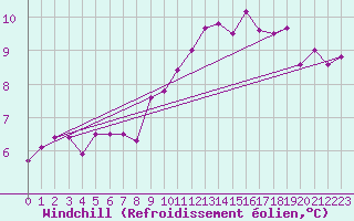 Courbe du refroidissement olien pour Zamora
