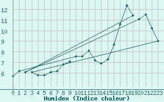 Courbe de l'humidex pour Roissy (95)