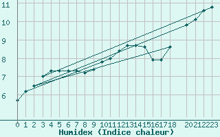 Courbe de l'humidex pour Dourbes (Be)