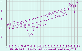 Courbe du refroidissement olien pour Bueckeburg