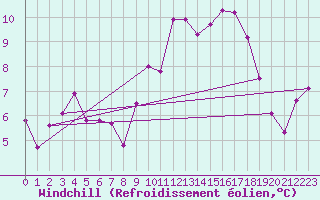 Courbe du refroidissement olien pour Bad Lippspringe