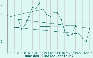Courbe de l'humidex pour Erzurum Bolge