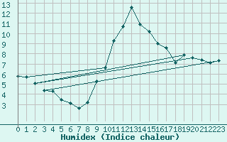 Courbe de l'humidex pour Ble - Binningen (Sw)