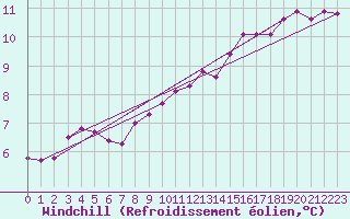 Courbe du refroidissement olien pour Almenches (61)