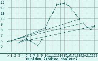 Courbe de l'humidex pour Bourg-en-Bresse (01)