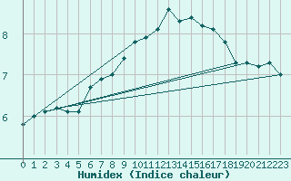 Courbe de l'humidex pour Hvide Sande