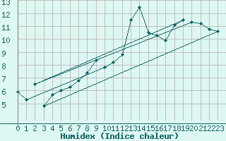 Courbe de l'humidex pour Magilligan