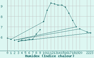 Courbe de l'humidex pour Wielun