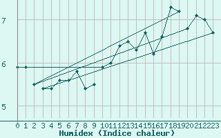 Courbe de l'humidex pour Hoernli