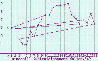 Courbe du refroidissement olien pour Offenbach Wetterpar