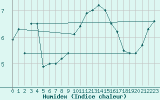 Courbe de l'humidex pour Borkum-Flugplatz