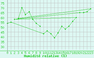 Courbe de l'humidit relative pour Michelstadt-Vielbrunn