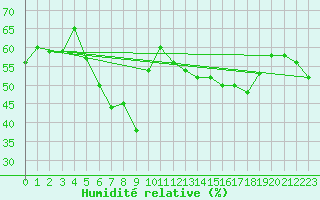 Courbe de l'humidit relative pour Zinnwald-Georgenfeld