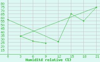 Courbe de l'humidit relative pour Nizhneudinsk