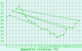 Courbe de l'humidit relative pour Michelstadt-Vielbrunn