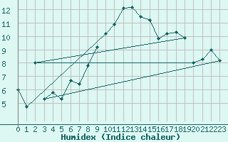 Courbe de l'humidex pour Straubing