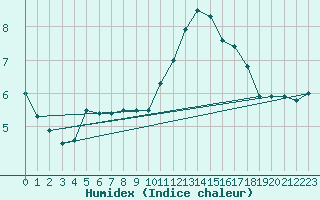 Courbe de l'humidex pour Munte (Be)