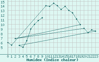 Courbe de l'humidex pour Braunlage