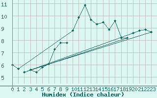 Courbe de l'humidex pour Monte S. Angelo