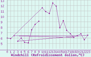 Courbe du refroidissement olien pour Feldkirch