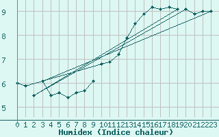 Courbe de l'humidex pour Cap de la Hve (76)