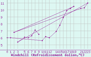 Courbe du refroidissement olien pour Dourbes (Be)