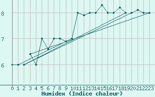 Courbe de l'humidex pour Punta Marina