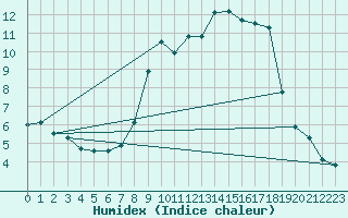 Courbe de l'humidex pour Leibstadt