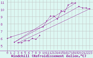 Courbe du refroidissement olien pour Lignerolles (03)