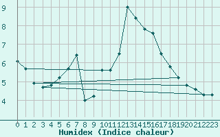 Courbe de l'humidex pour Salen-Reutenen