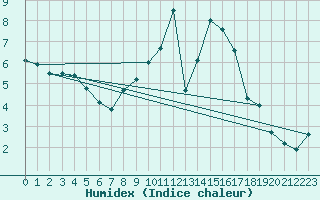 Courbe de l'humidex pour Offenbach Wetterpar