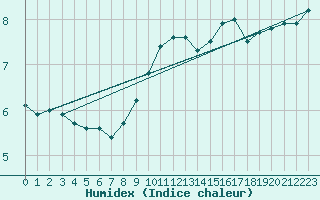 Courbe de l'humidex pour Hoek Van Holland