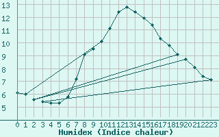 Courbe de l'humidex pour Riga