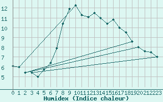 Courbe de l'humidex pour Virgen