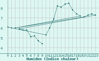 Courbe de l'humidex pour Charleroi (Be)