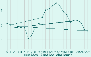 Courbe de l'humidex pour Straubing